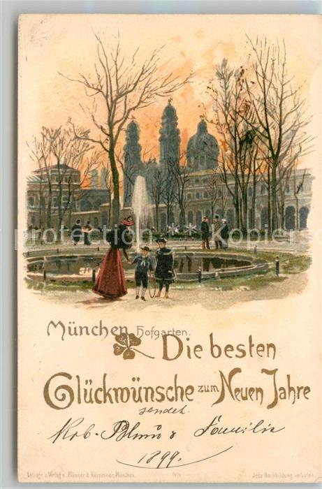 Muenchen Bayern Panorama Brunnen Neujahrswuensche