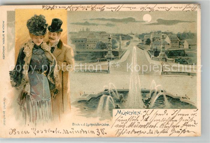 Muenchen Bayern Blick von der Luitpoldbruecke