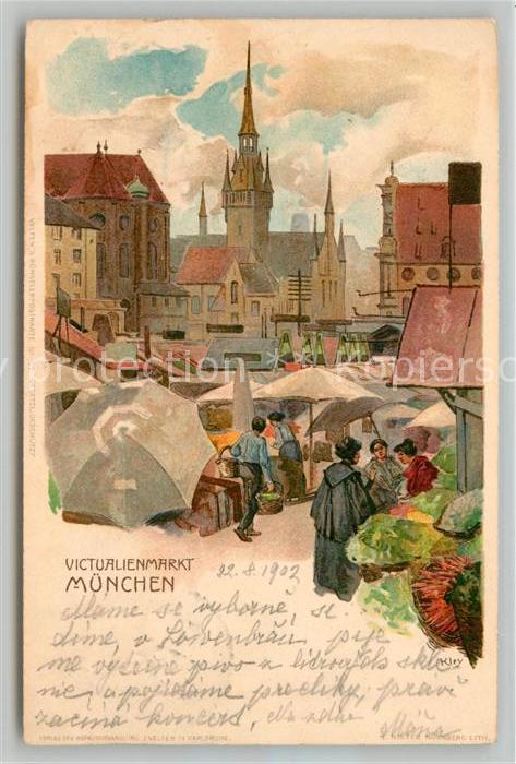 Muenchen Bayern Victualienmarkt Kuenstlerkarte