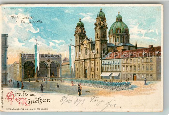 Muenchen Bayern Theatinerkirche Feldherrnhalle