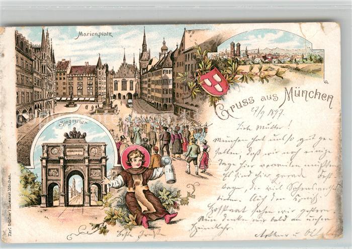 Muenchen Bayern Marienplatz Siegestor Muenchner Kindl