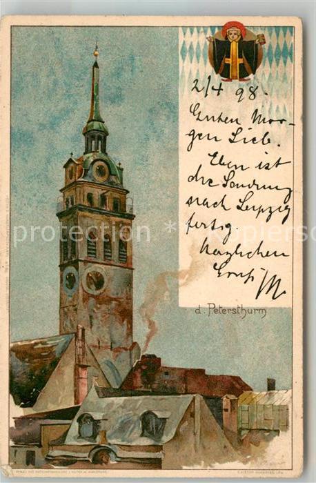 Muenchen Bayern Petersturm Kuenstlerkarte