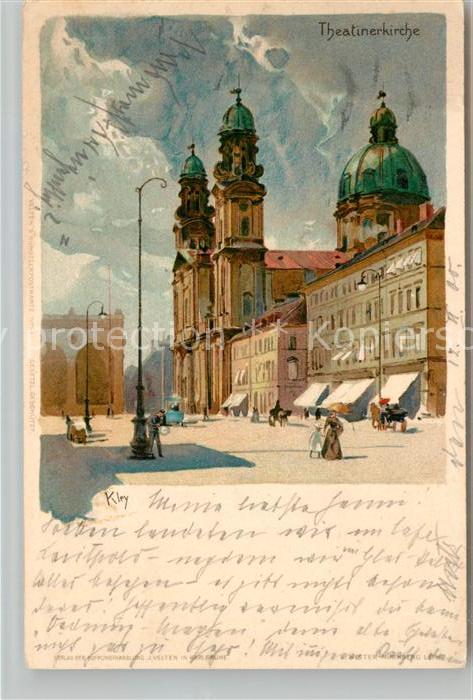 Muenchen Bayern Theatinerkirche Kuenstlerkarte Kley