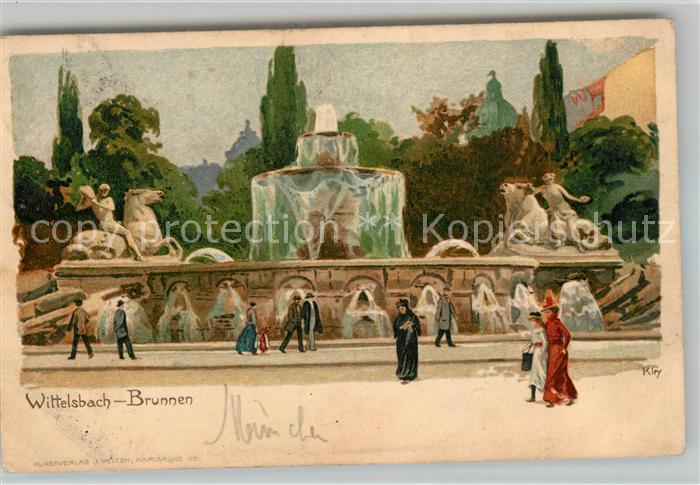 Muenchen Bayern Wittelsbacher Brunnen Kuenstlerkarte kley
