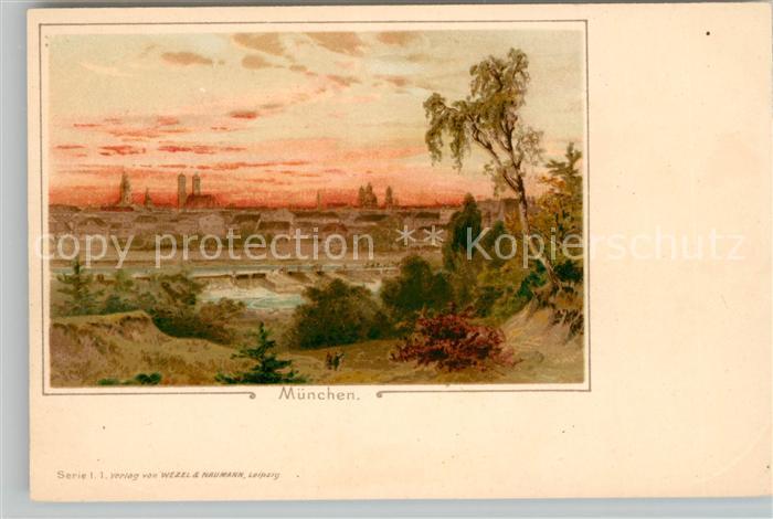 Muenchen Bayern Panorama Abendstimmung