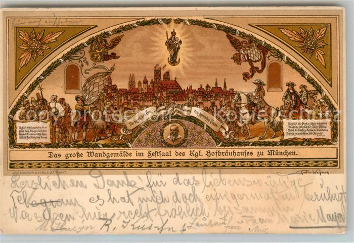 Muenchen Bayern Hofbraeuhaus Wandgemaelde im Festsaal