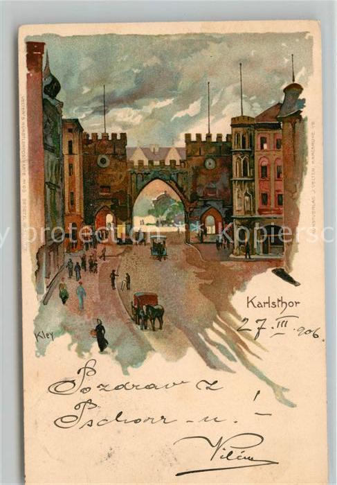 Muenchen Bayern Karlstor Kuenstlerkarte Kley