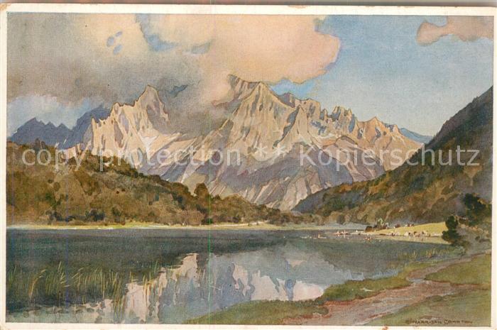 Ferchensee Karwendel Panorama Kuenstlerkarte