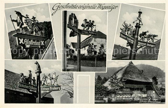 Schwarzwald Originelle geschnitzte Wegweiser
