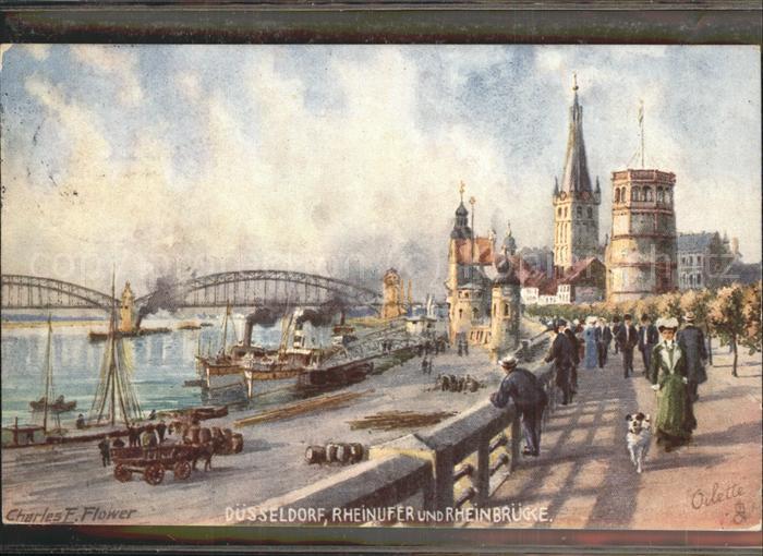 DuessELDORF CITY Rheinufer u.Rheinbruecke