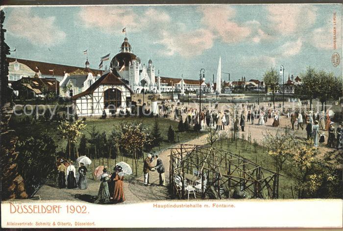Ausstellung Industrie Gewerbe Kunst Duesseldorf 1902  Hauptindustriehalle Fontai