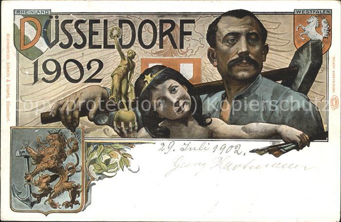 Ausstellung Industrie Gewerbe Kunst Dues Schmied Pinsel Wappen