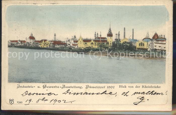 Ausstellung Industrie Gewerbe Kunst Duesseldorf 1902  Rheinbruecke