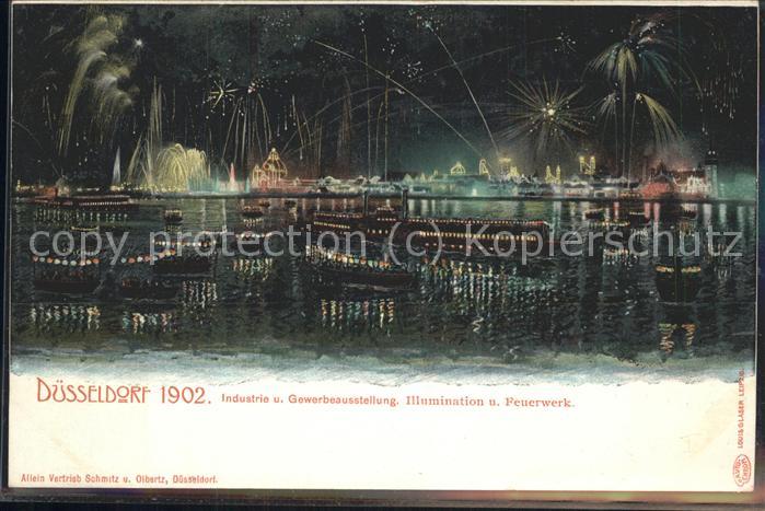 Ausstellung Industrie Gewerbe Kunst Dues Illumination und Feuerwerk