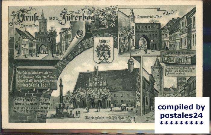 Jueterbog Dammtor Neumarkt-Tor Marktplatz Rathaus Denkmal Zinnaer Tor Wappen Tet