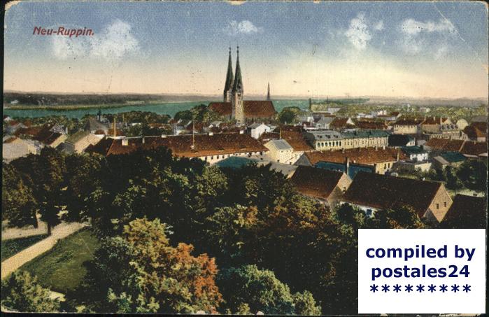 Neuruppin Panorama mit Kirche Feldpost