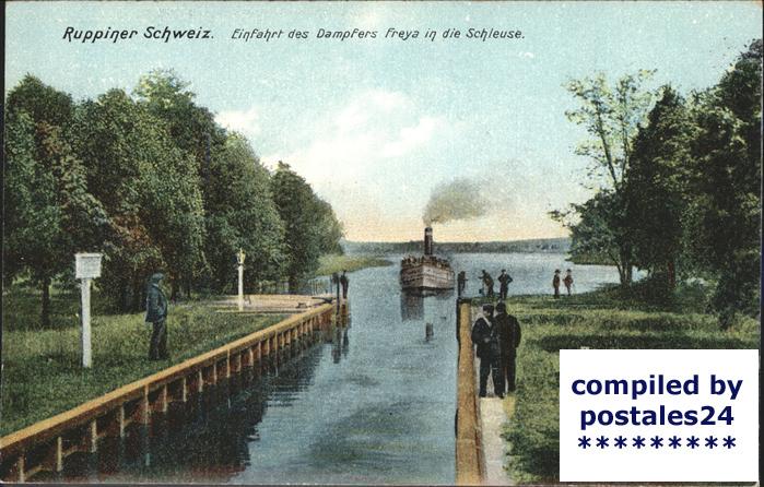 Neuruppin Schleuseneinfahrt des Dampfers Freya