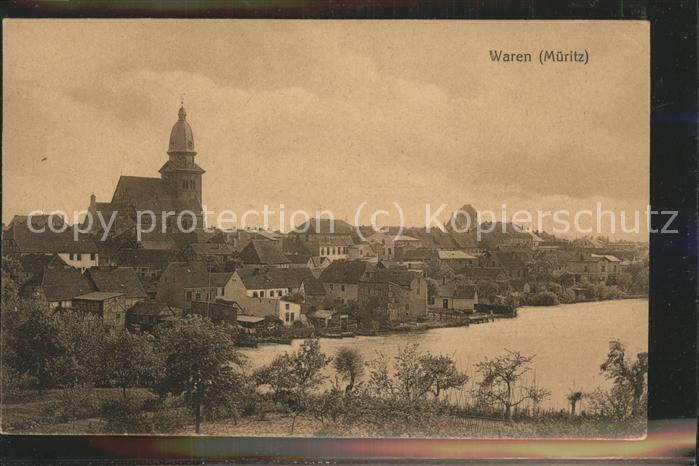 Waren Mueritz Stadtblick mit Kirche