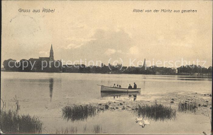 Roebel Mueritz Blick auf Röbel Boot