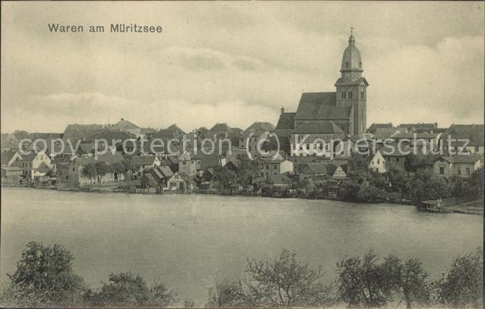 Waren Mueritz Stadtblick mit Kirche