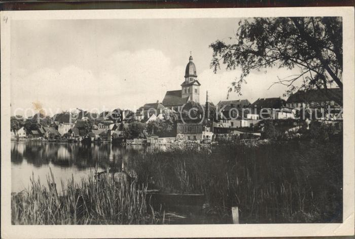 Waren Mueritz Stadtblick mit Kirche