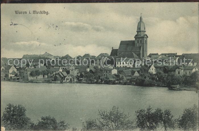 Waren Mueritz Stadtblick mit Kirche