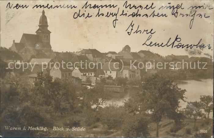 Waren Mueritz Stadtblick mit Kirche