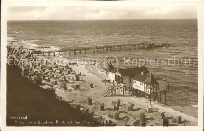 Koserow Ostseebad Usedom Strandleben mit Seebrücke