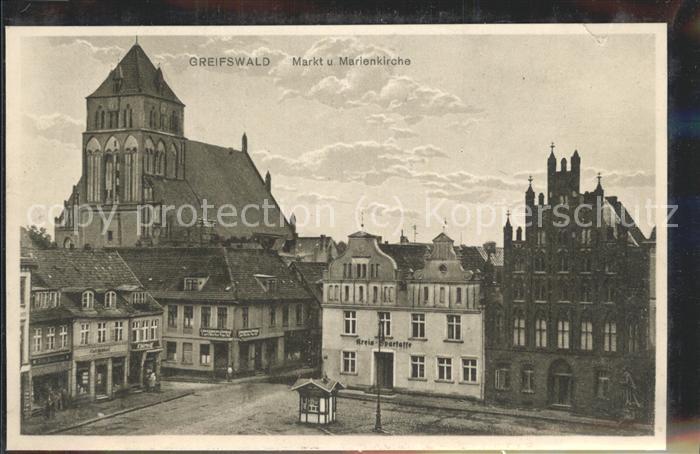 Greifswald Mecklenburg Vorpommern Marktplatz mit Marienkirche