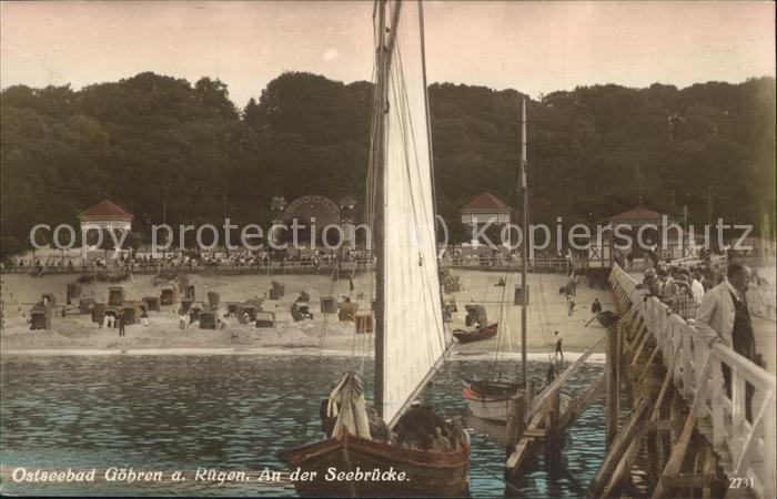 Goehren Ruegen Seebrücke Fischerboot Badestrand