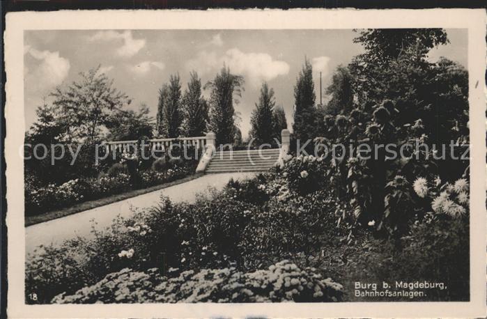 Burg Magdeburg Bahnhofsanlagen Park Feldpost