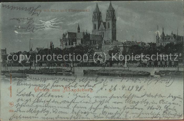 MAGDEBURG  CITY Fuerstenwall Elbe Nacht