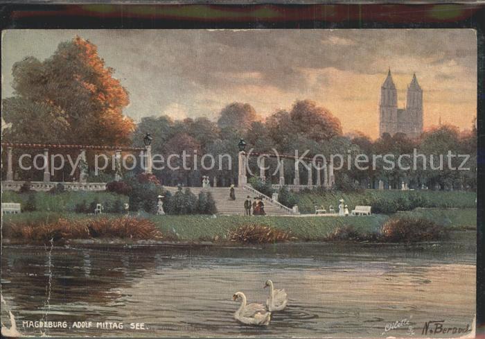 MAGDEBURG  CITY Adolf Mittag See Kuenstlerkarte N. Berard