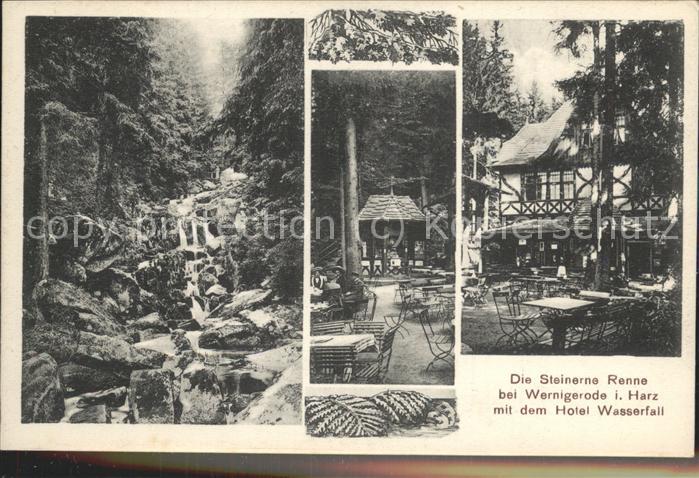 Wernigerode Harz Steinere Renne mit Hotel Wasserfall