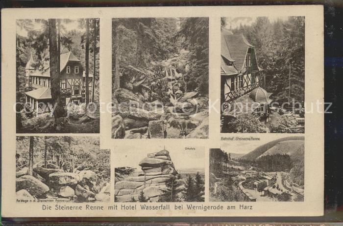 Wernigerode Harz Steinere Renne mit Hotel Wasserfall
