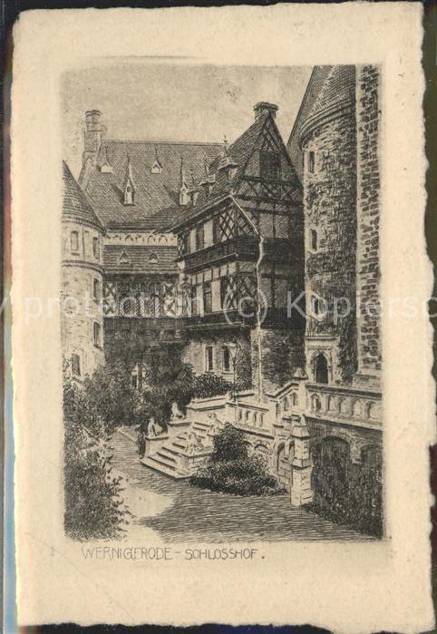 Wernigerode Harz Schlosshof Künstlerkarte