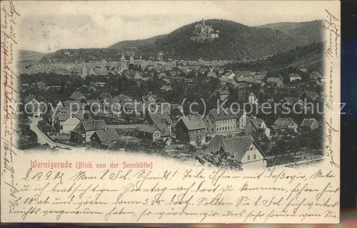 Wernigerode Harz Blick von Sennhütte mit Schloss