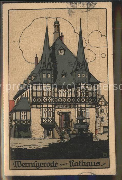 Wernigerode Harz Rathaus Künstlerkarte