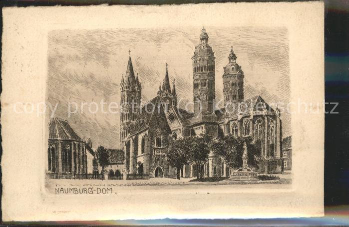 Naumburg Saale Dom Künstlerkarte Zeichnung