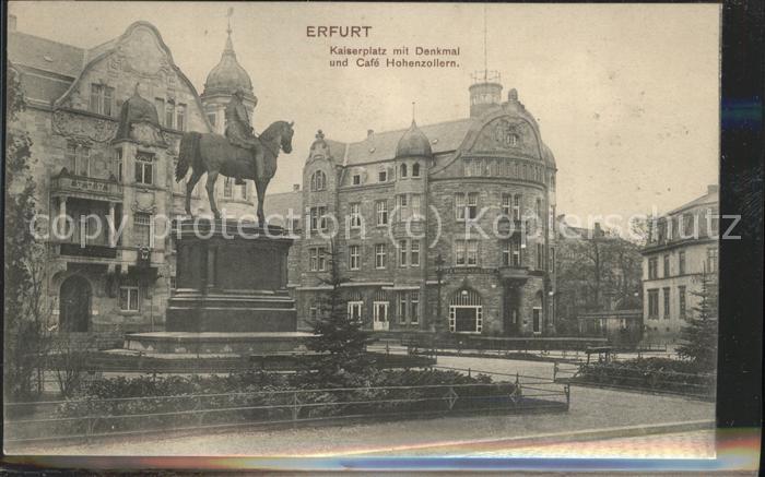 ERFURT  CITY Kaiserplatz Denkmal Cafe Hohenzollern C.H.Schroeder
