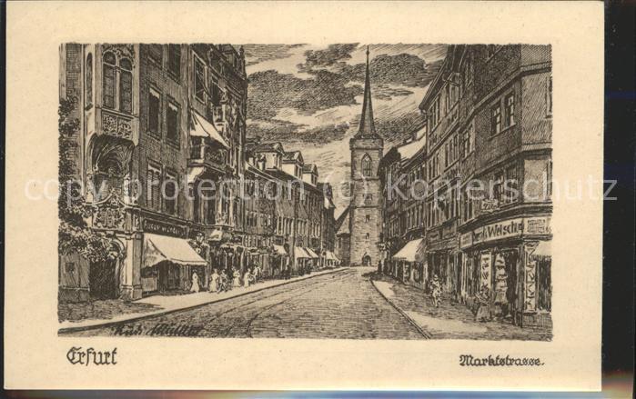 ERFURT  CITY Marktstrasse Kuenstlerkarte Rudi Muellers