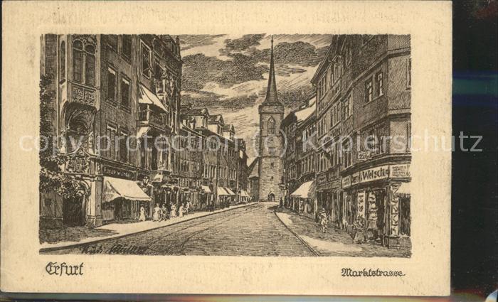 ERFURT  CITY Marktstrasse Kuenstlerkarte Rudi Muellers