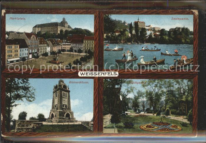 Weissenfels Saale Bismarckturm Saale Ruderboote Marktplat