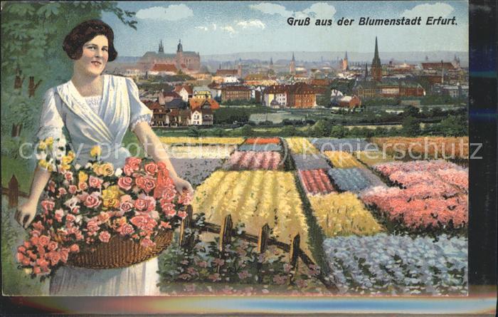 ERFURT  CITY Blumenstadt Frau mit Korb
