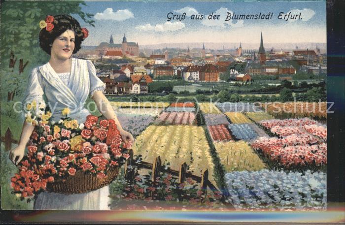 Erfurt Blumenstadt Frau mit Korb