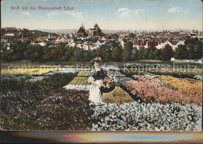 Erfurt Blumenstadt Frau mit Blumenkorb
