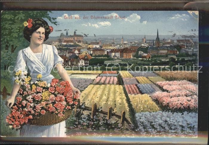 ERFURT  CITY Panorama Blumenmaedchen Feldpost