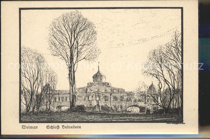 Weimar Thueringen Schloss Belvedere Federzeichnung