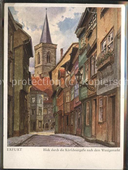 ERFURT  CITY Kuerschnergasse Aquarell