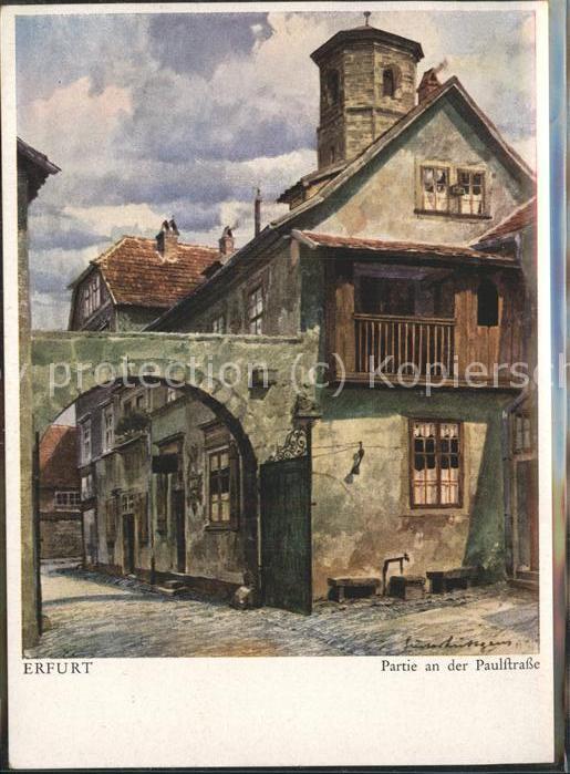ERFURT  CITY An der Paulstrasse Aquarell